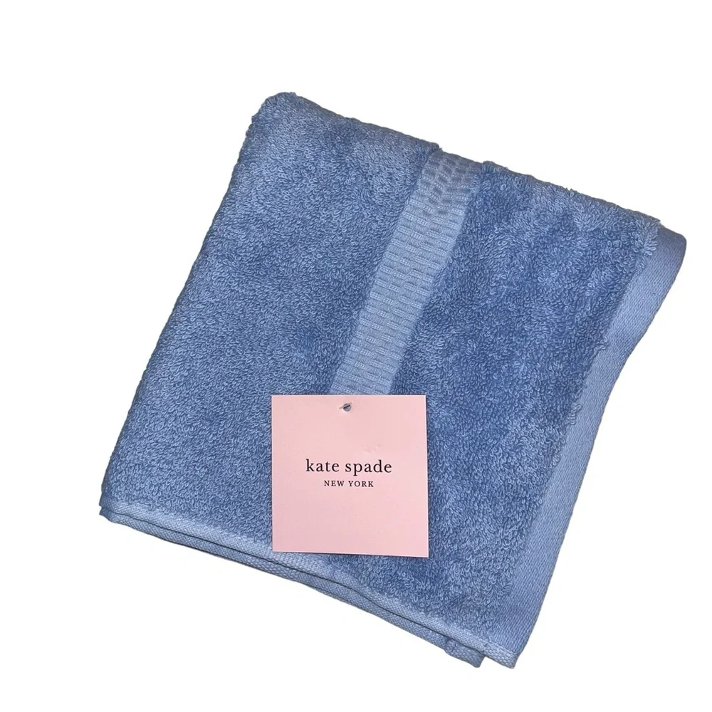 Kate Spade New York 1 Dusty Blue Hand Towel cotton 30”X16” NWT